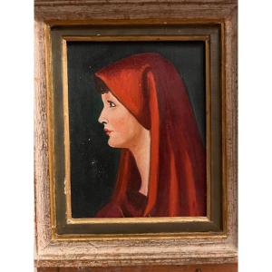 Portrait Of A Woman Oil On Panel. 