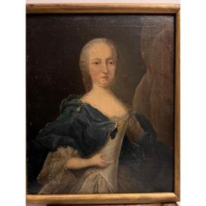 Painting Signed Jpf, Hauck, 1936. Portrait Of A Young Woman Oil On Cardboard 