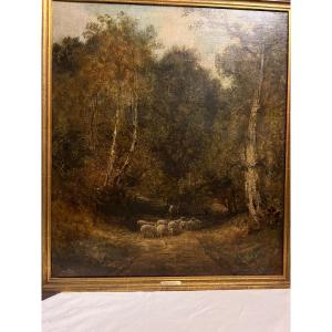 Painting .atb. Otto Gerble. 1839-1917. Shepherd And Flock Of Sheep
