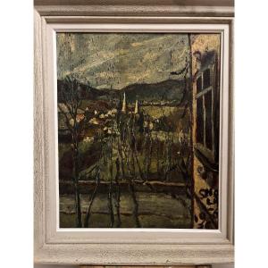 Painting Signed Illegible Dated, 1956, Oil On Cardboard 