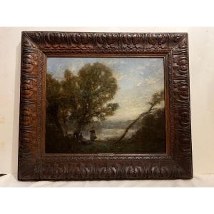 Animated Landscape Painting Plaque With The Painter's Name, Corot, Collection Number.