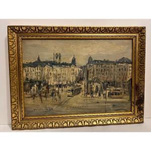 Painting Signed M. Soutine. Animated City, Oil On.