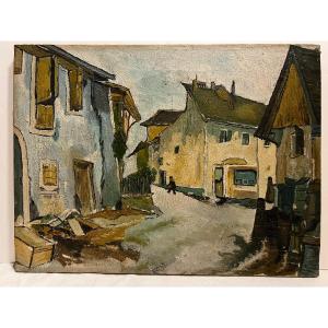 Painting, Village Landscape, Worthy Of A Good Painter, Oil On Canvas.