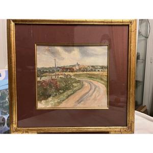 Landscape Painting With Village Signed. Ed. Meyer.