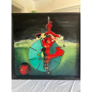Modern Painting Signed Carl Magnus, Oil On Wood.