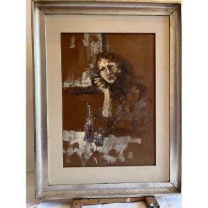 Painting Of A Woman Drinking Her Glass.