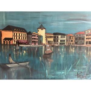 Venice Painting Signed Illegible  