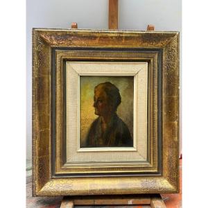 Painting Portrait Of A Woman, Signed On The Back. 