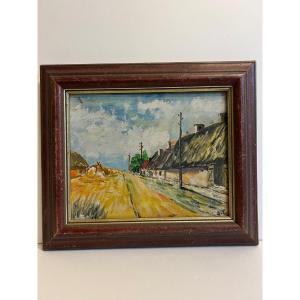 Landscape Painting With House, Signed, Rif.