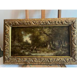 Painting Signed David, Hunter Oil On Wood 19th Century, Very Beautiful Quality Of Painting 