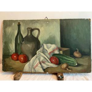 Alsatian School Painting Signed Albert Thomas, Still Life. 