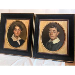 Paintings Pair Of Paintings Boy And Girl Signed Under The Frame Gustave Courtois 1852- 1923