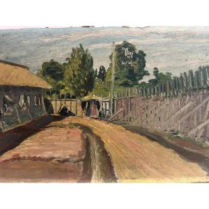 Landscape Painting Oil On Wood. 