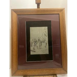 Horse Painting Signed Ravel, Anchor On Paper. 
