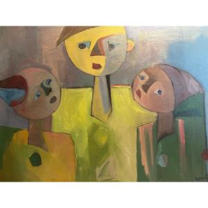 Table 3 Children Signed Polish Andrzey Mamak, Oil On Canvas. 