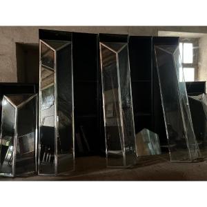Display Cabinet From 1970, 7 Elements, 5 With Bisotted Glass Doors, Rosewood Assembly. 