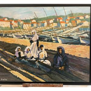 Painting Genre Scenes Signed Florestier Marc 1950