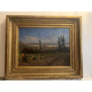 Countryside Landscape Painting Signed Illegible. 