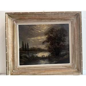 Landscape Painting Signed Siarnouski Certificate Of Authenticity On The Back. 