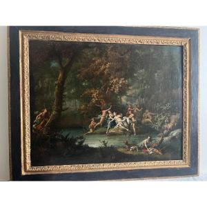 French School Painting 18th Century Diana At The Bath Period Frame 