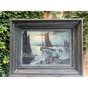 Painting Return Of Sin To Brittany Signed, R. Perrot. 