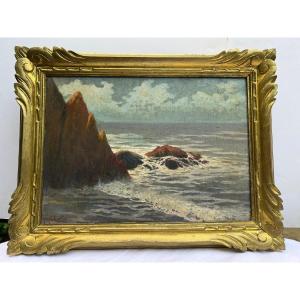 Brittany Seaside Painting Signed Georges Eveillard. 