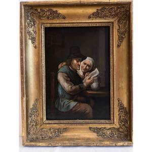 Dutch School Painting 19th Century Animated Interior Scene Beautiful Quality Period Frame Sheet