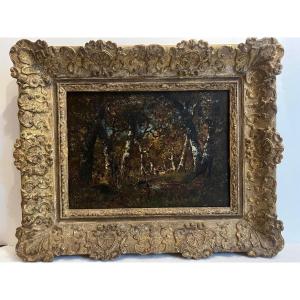Animated Forest Painting Signed Camille Magnus 1850 Very Beautiful Frame.