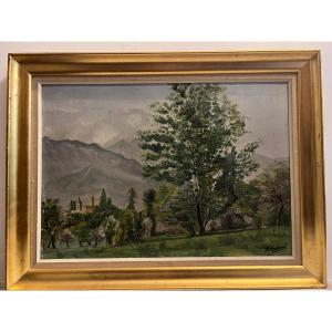 Landscape Painting Signed P. Marchand, Oil On Panel. 