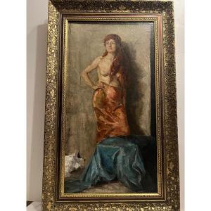 Painting Of A Half-naked Woman, Signed Berria Blanc, Oil On Canvas. 