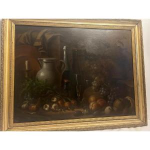 19th Century Still Life With Fruits And Vegetables 