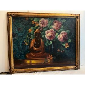 Painting Still Life With Bouda Signed Henri Fontaine 1887? Oil On Canvas Dated 1925, 