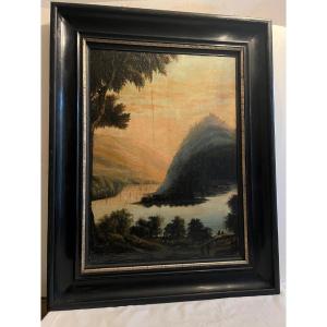 19th Century Landscape Painting Signed Peraté
