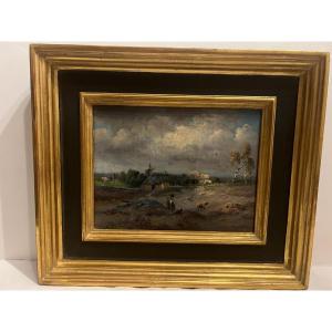 Painting Of A Sheep Herder Signed Paul Köster 19th Century. 