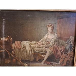 Painting: Young Woman Undressing For The Night. 