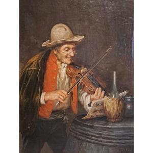 Italian Painting The Violinist Signed Buscolano Vincenzo 1851 -1926.