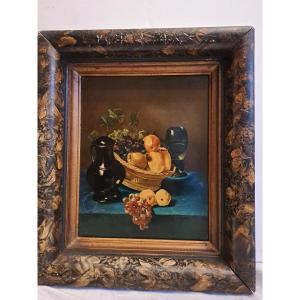 Still Life Painting, Oil On Metal, Minor Restoration. 