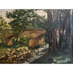 Landscape Painting, Illegible Signature, Dated 1929, Oil On Canvas. 