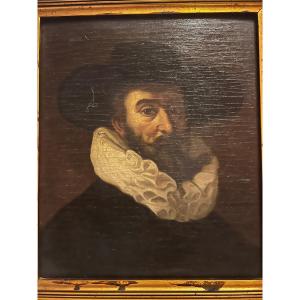 Painting: Portrait Of A Notable Man, Oil On Wood. 