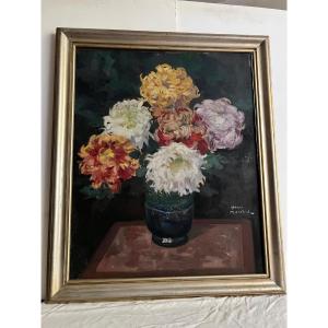 Signed Henri Marchal 1878-1942 Vase De Fleurs