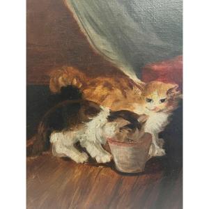 Painting: The Kittens. Oil On Canvas.
