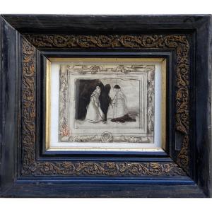 Drawing By Pierre-victor Galland - Study For 'the Exit'