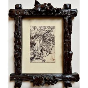 Drawing Pierre-victor Galland - The Nymphs In The Undergrowth