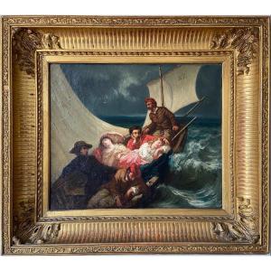 Oil By Amable-gabriel De La Foulhouze - The Boat