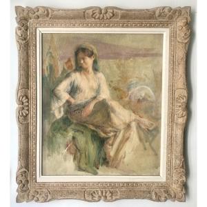 Alphonse Birck (1859-1942) Orientalist Painter, Woman Of Algiers 