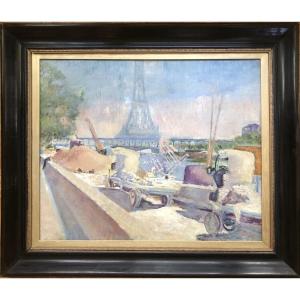 Lucien Adrion (1889-1953) Avenue De New York View Of The Eiffel Tower 1930