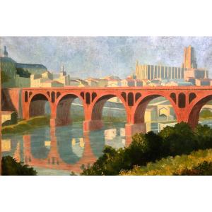 Alfonsober 1935, The New  Bridge Of Albi, Very Large Format, Art Deco