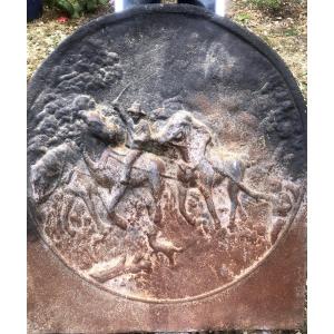 Two Large Antique 19th Century Cast Iron Fireplace Plates