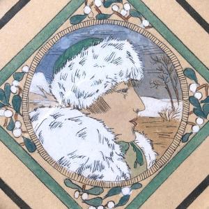 Four Framed Gouaches Monogrammed Mv, Art Nouveau, The 4 Seasons