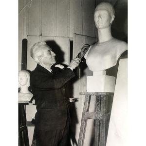 Photograph Of Paul Belmondo In His Studio, Mid-20th Century